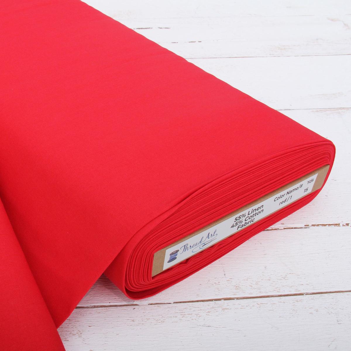 Premium Linen Fabric By The Yard - Red 55" Width - Cotton Linen Blend Fabric For Embroidery, Apparel, Cross Stitch
