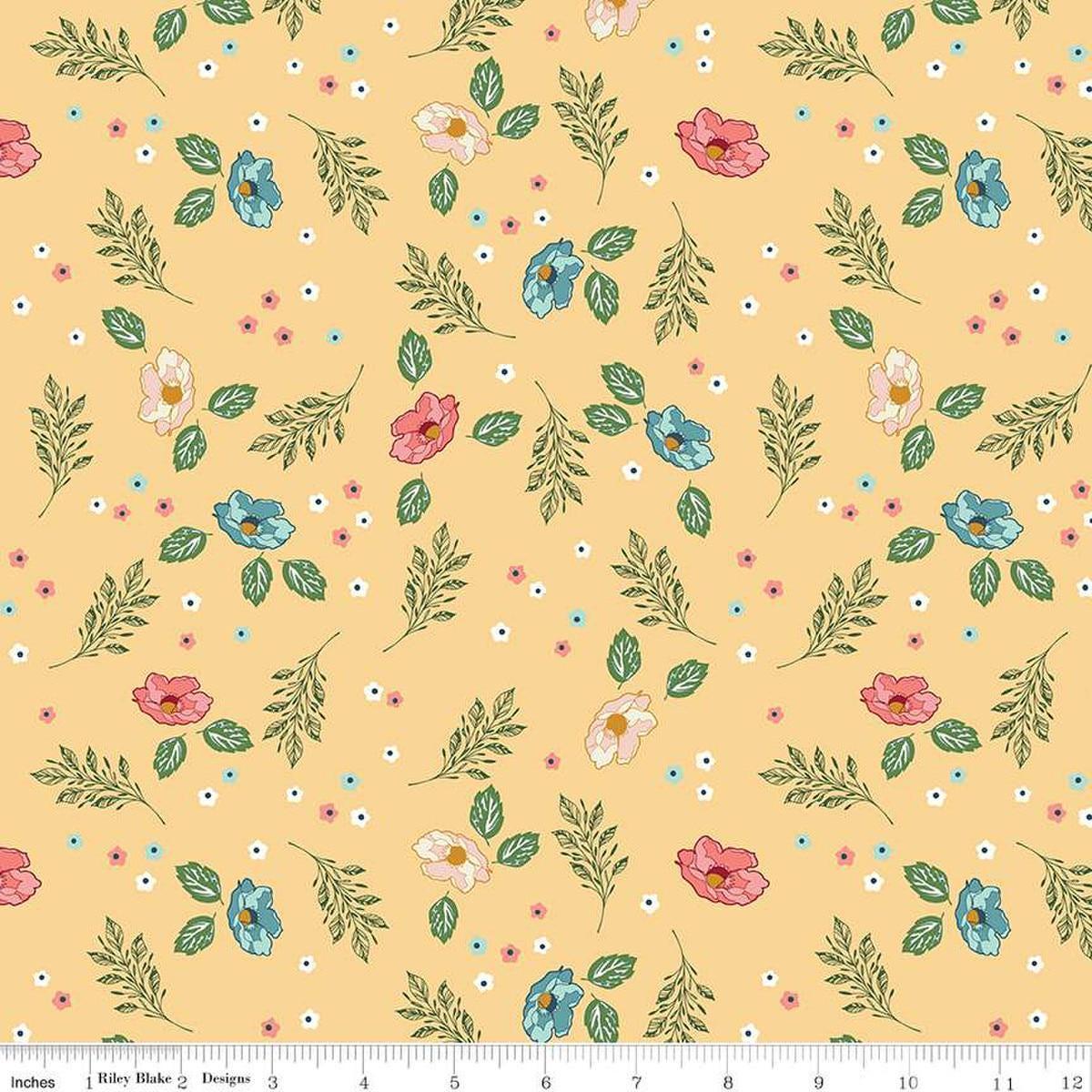 SALE Melody Flower Fields C15142 Beehive - Riley Blake Designs - Blossoms Leaves Flower - Quilting Cotton Fabric
