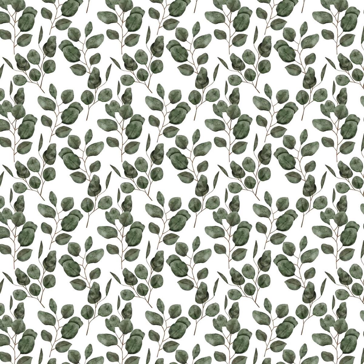 Watercolor Eucalyptus Leaf Fabric - Green