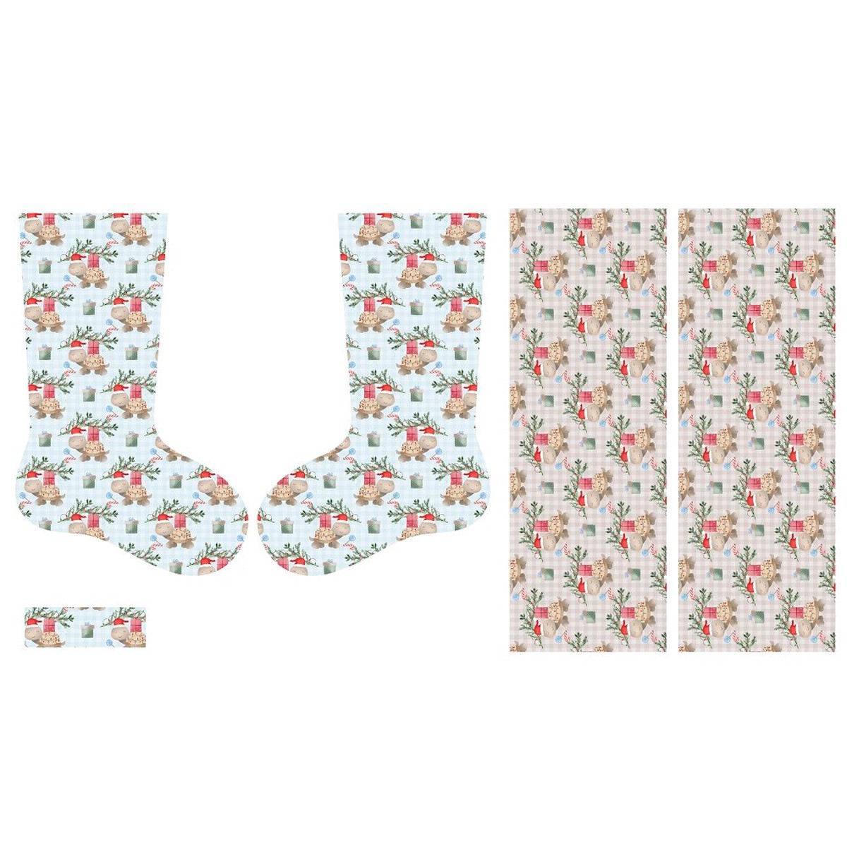 Holly Jolly Pet Turtles Stocking Fabric Panel