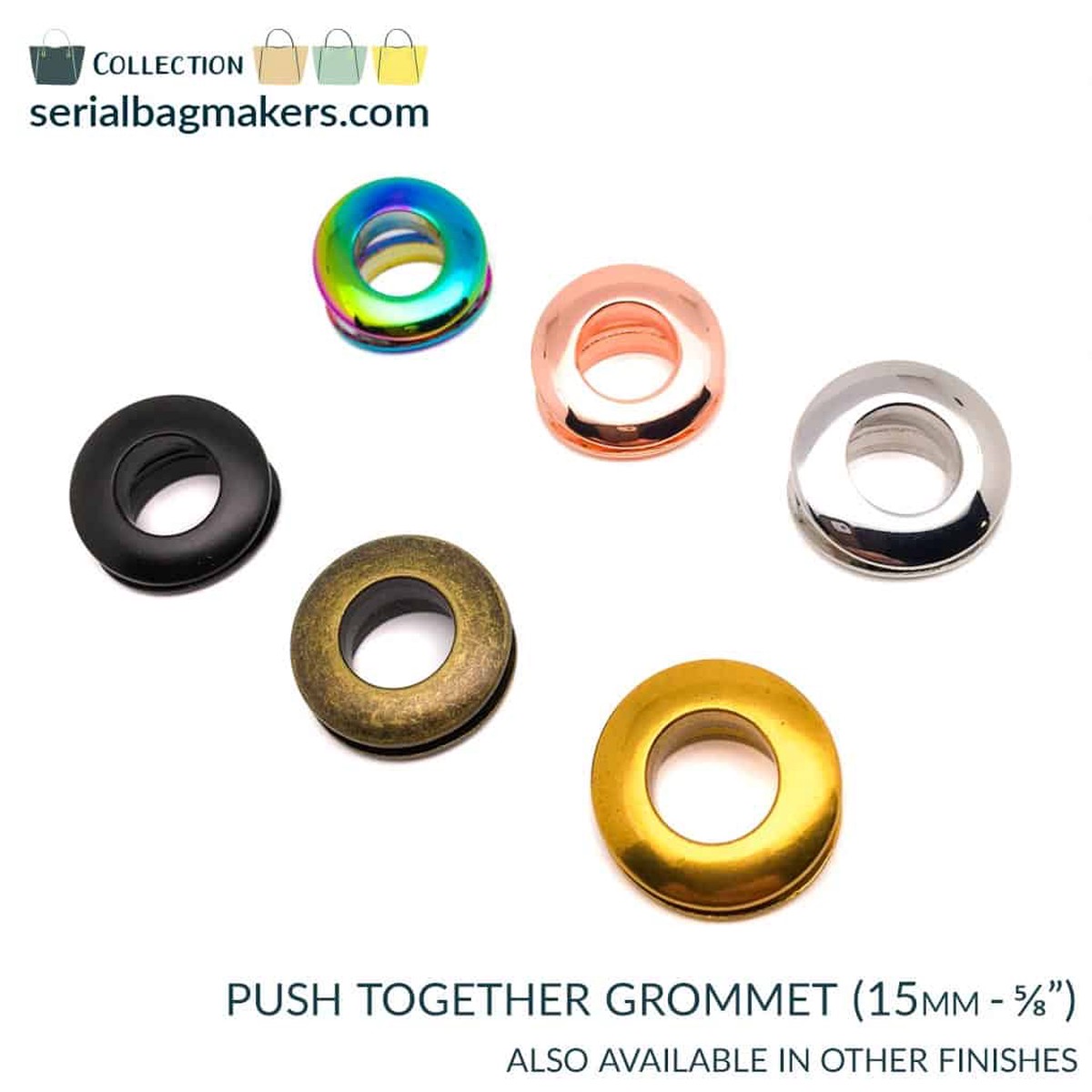 Serial Bagmakers Push Together (Snap) Grommet 5/8 (15mm) - Pkg of 4