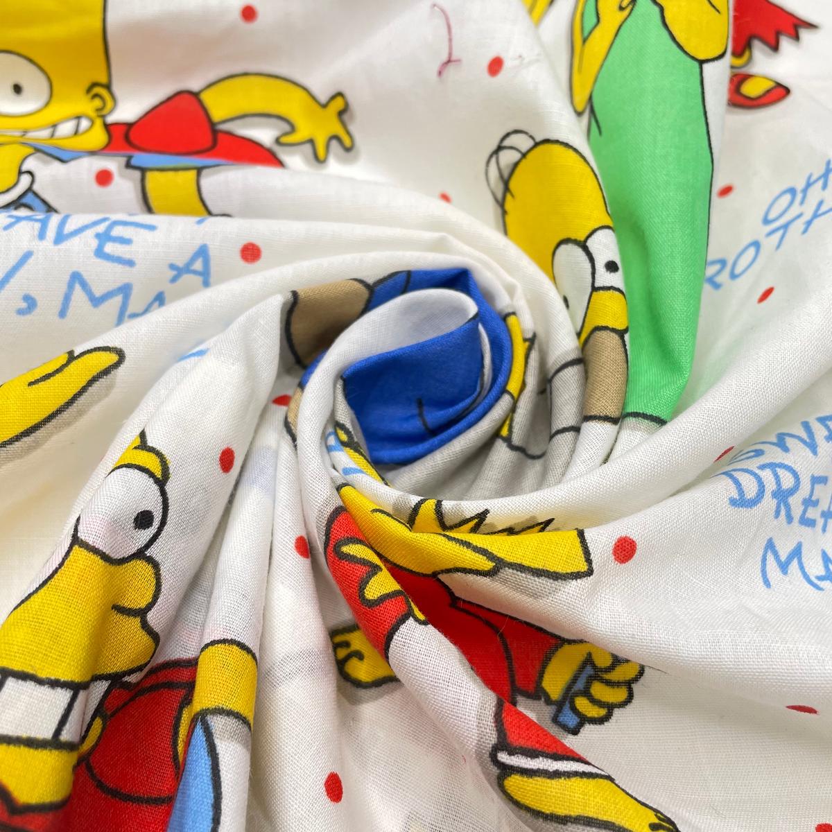 The Simpsons - Cotton/Poly Woven - White Multi Simpsons Characters - 2.65M Bundle