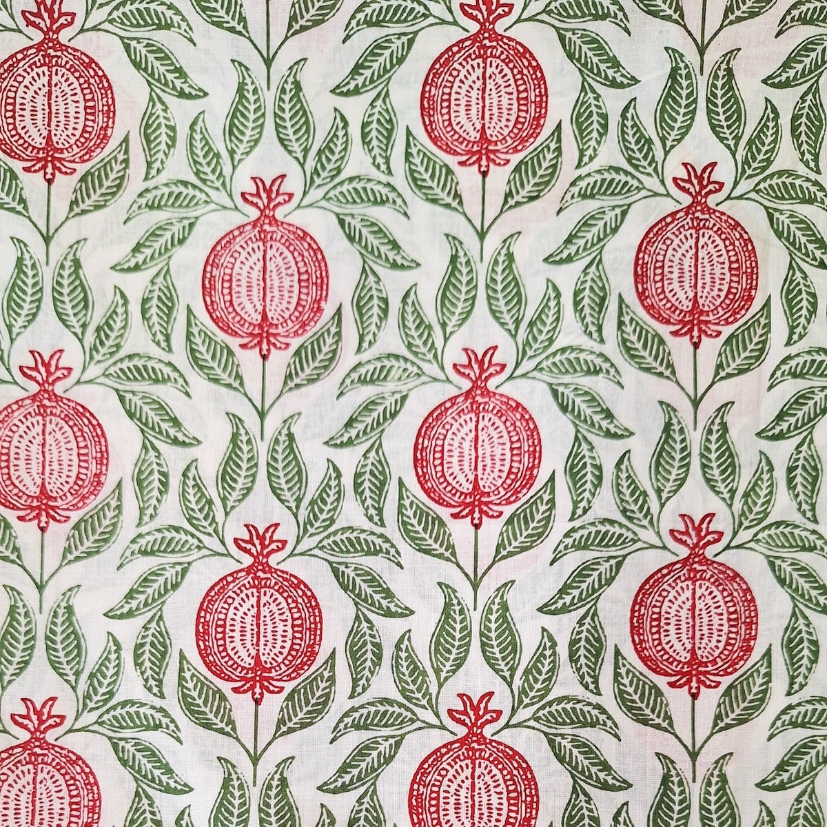 Indian Cotton 2026 - "Modern" Screen Printed Cotton Cambric - Poms and leaves on cream background