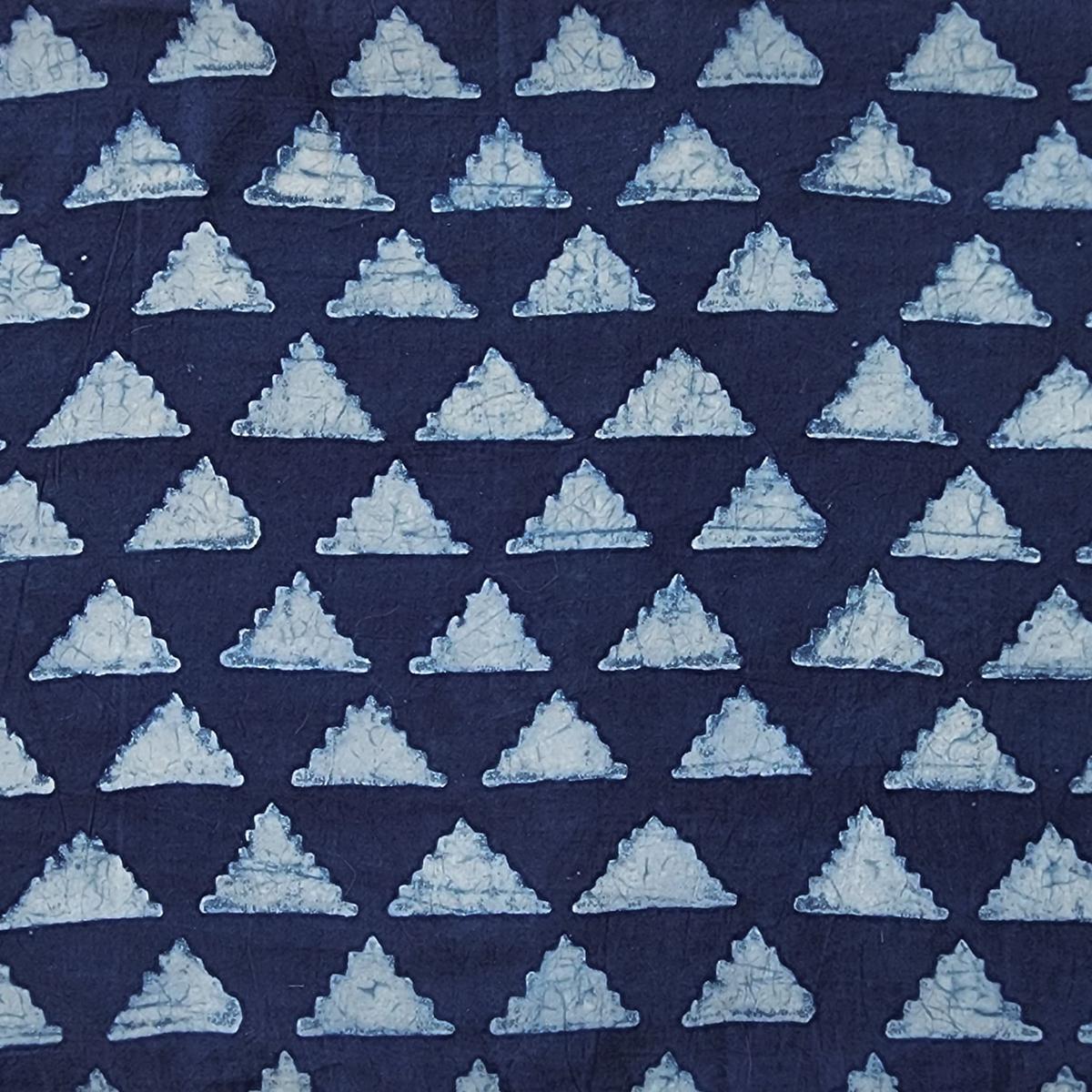 Pure Cotton Akola Indigo Clouds Motif Hand Block Print Fabric