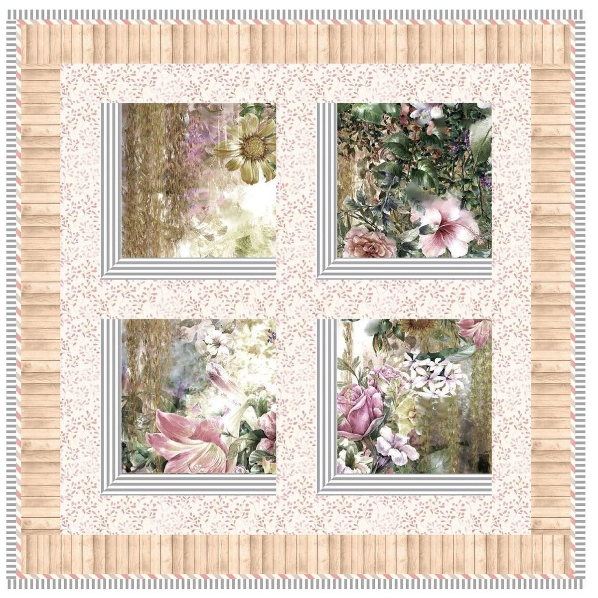 Window to the World - Forest Flowers Wall Hanging 29 12 x 29 12