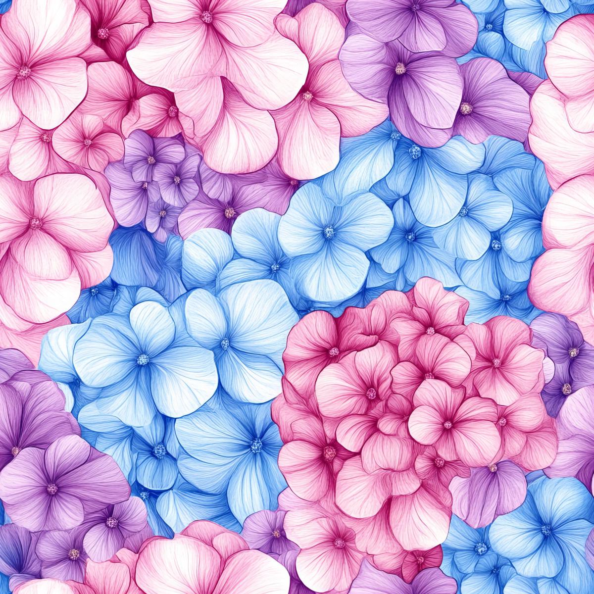 Colorful Hydrangeas Pattern 1 Quilting Cotton Fabric