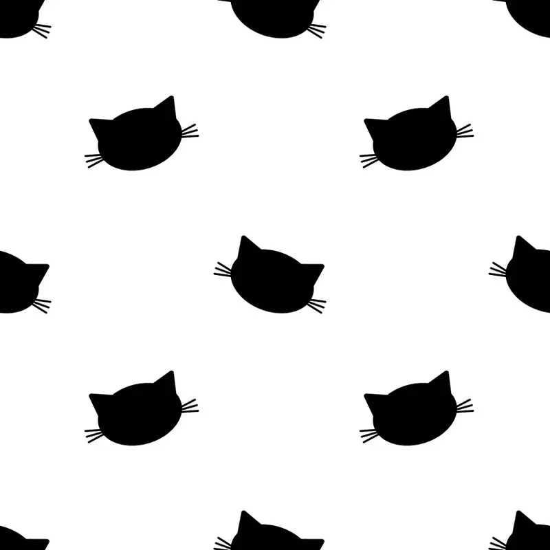 Digitally Printed Cat Silhouette Fabric