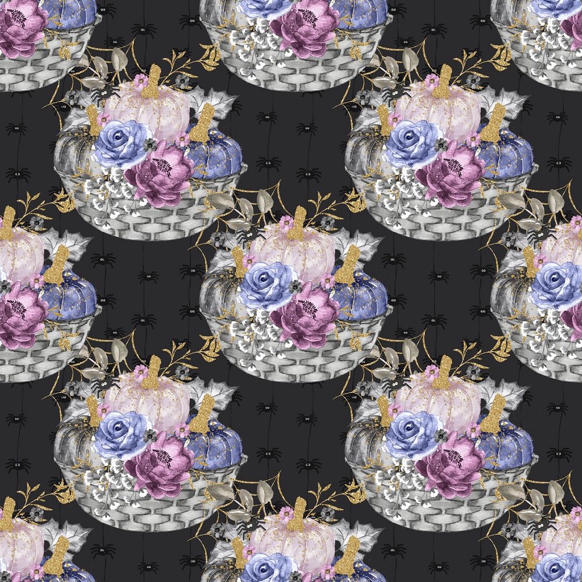 Elegant Pumpkins Bundle Fabric - Gray