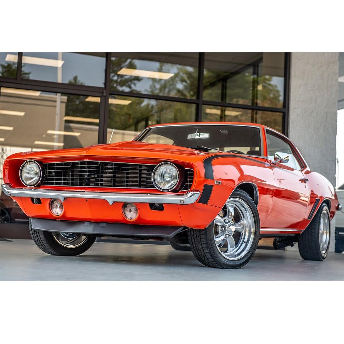 Realistic Orange Muscle Car Fabric Panel