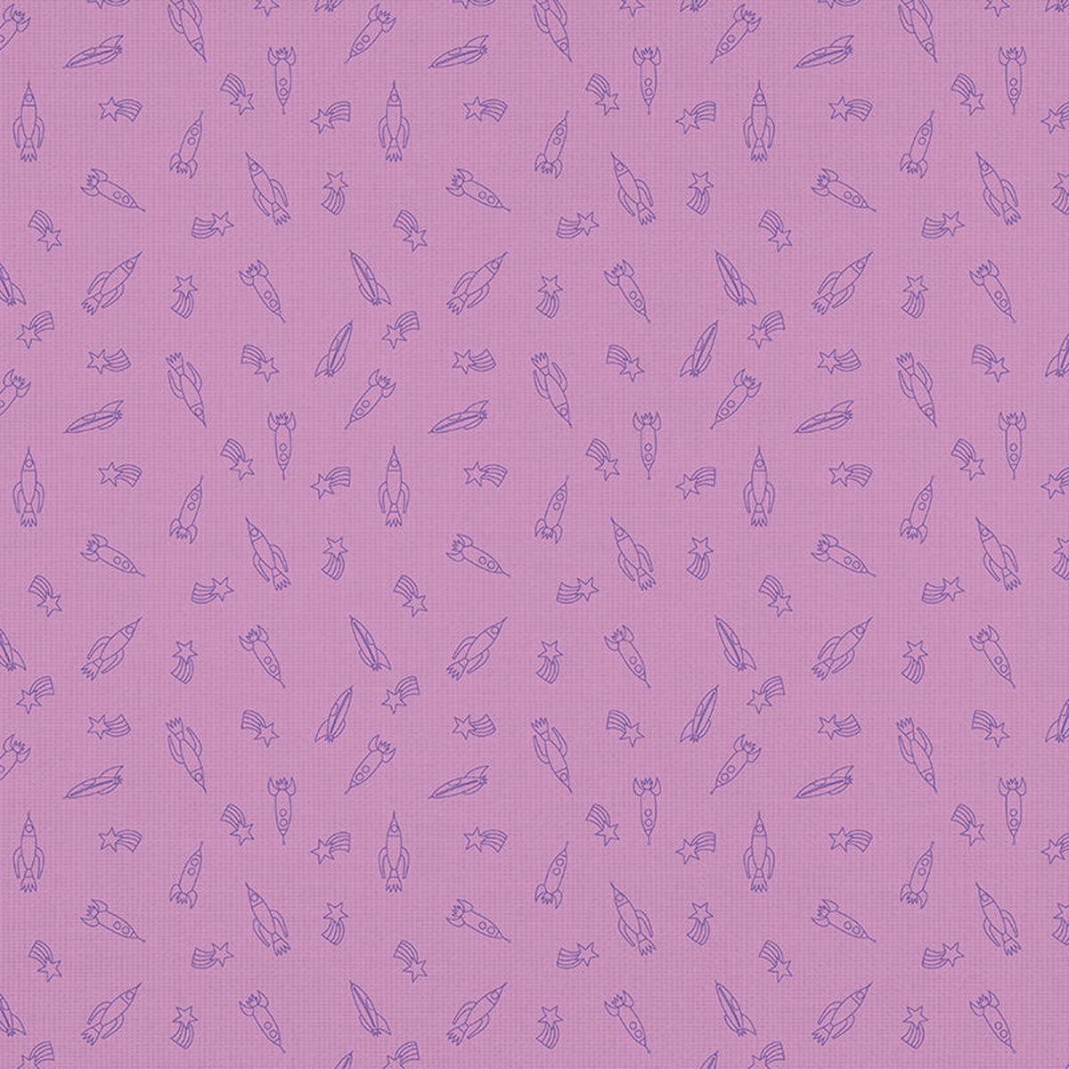 Rocket Ship Toss - Purple - Double Gauze