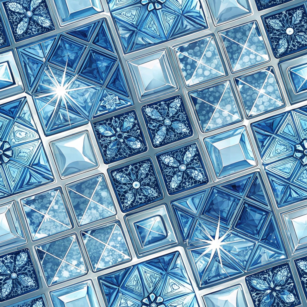 Royal Blue Azure Pattern 14 Quilting Cotton Fabric