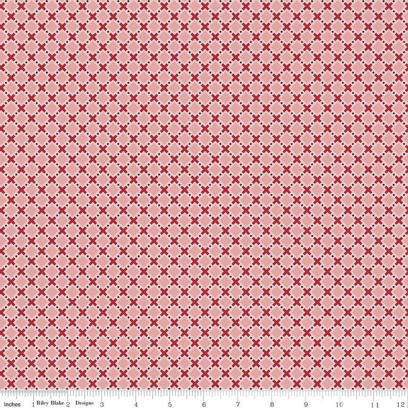 Fabric Riley Blake Coral Orchard Bee Plaids by the Quarter Yard C12023-CORAL