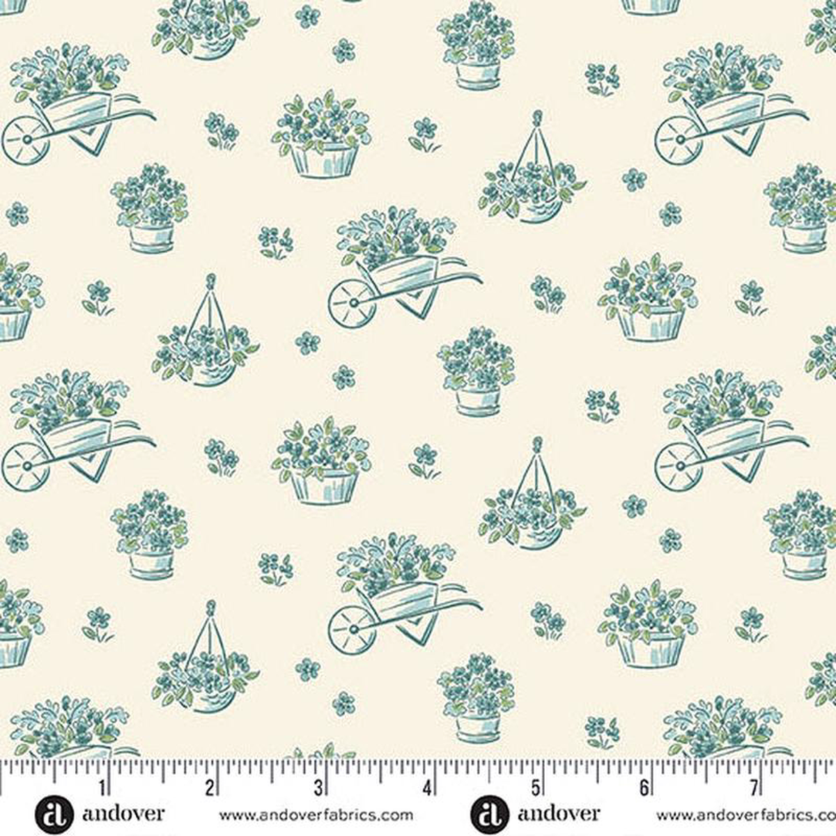 Fabric Andover Cream Dianne8217s Flowers Heartland by the Quarter Yard A-1586-B