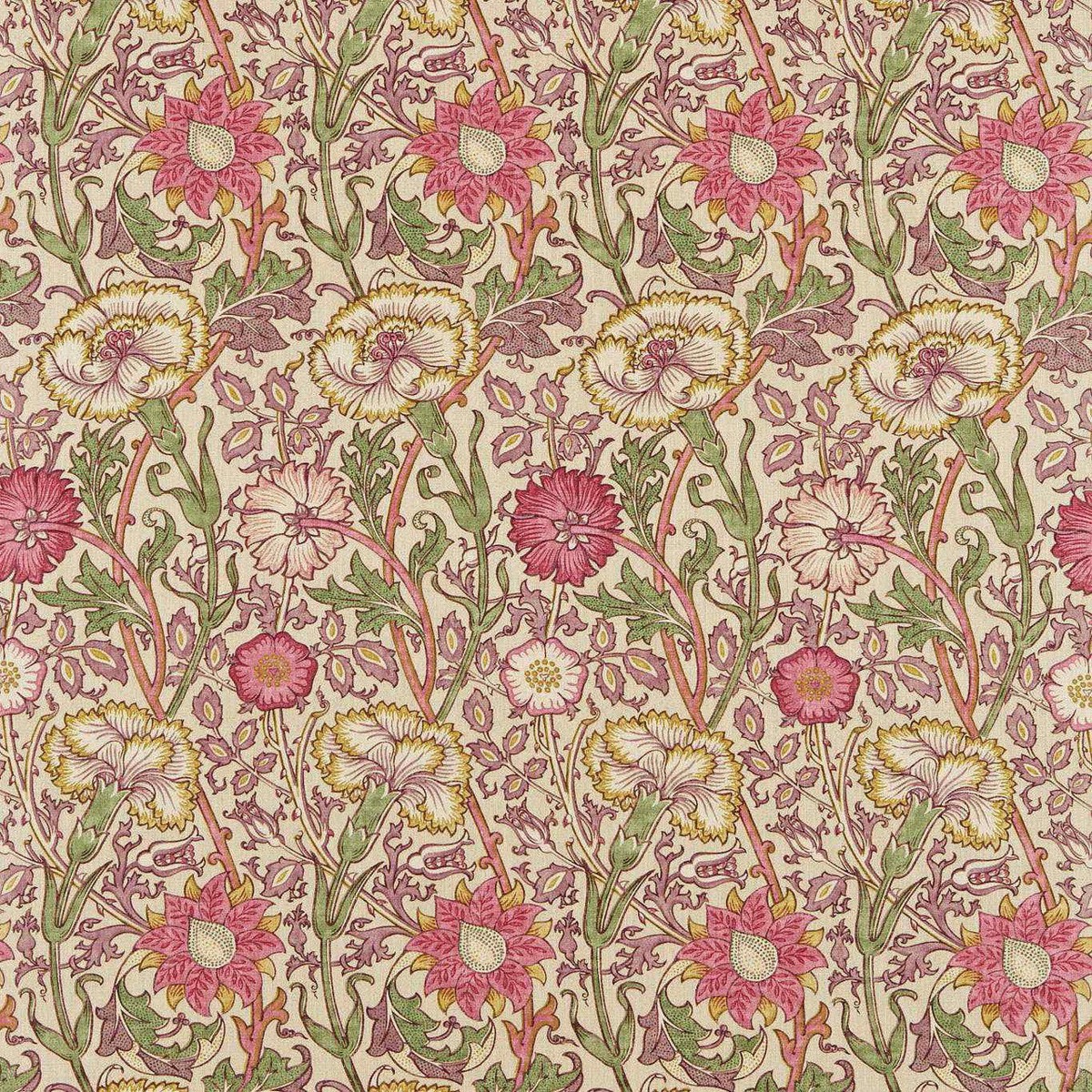 Pink & Rose Archive II Prints Manilla/Wine Fabric by Morris & Co