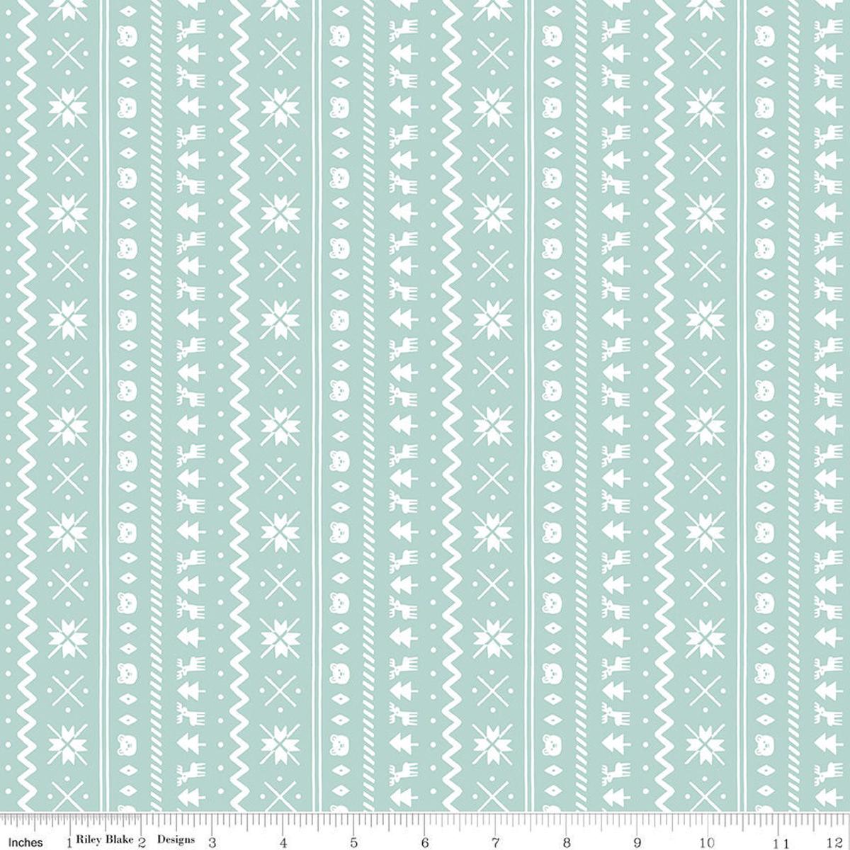 Fat Quarter End of Bolt - SALE FLANNEL Northern Lights Fair Isle - Riley Blake-Stripes Winter Bears Trees Snowflakes Deer - FLANNEL Cotton