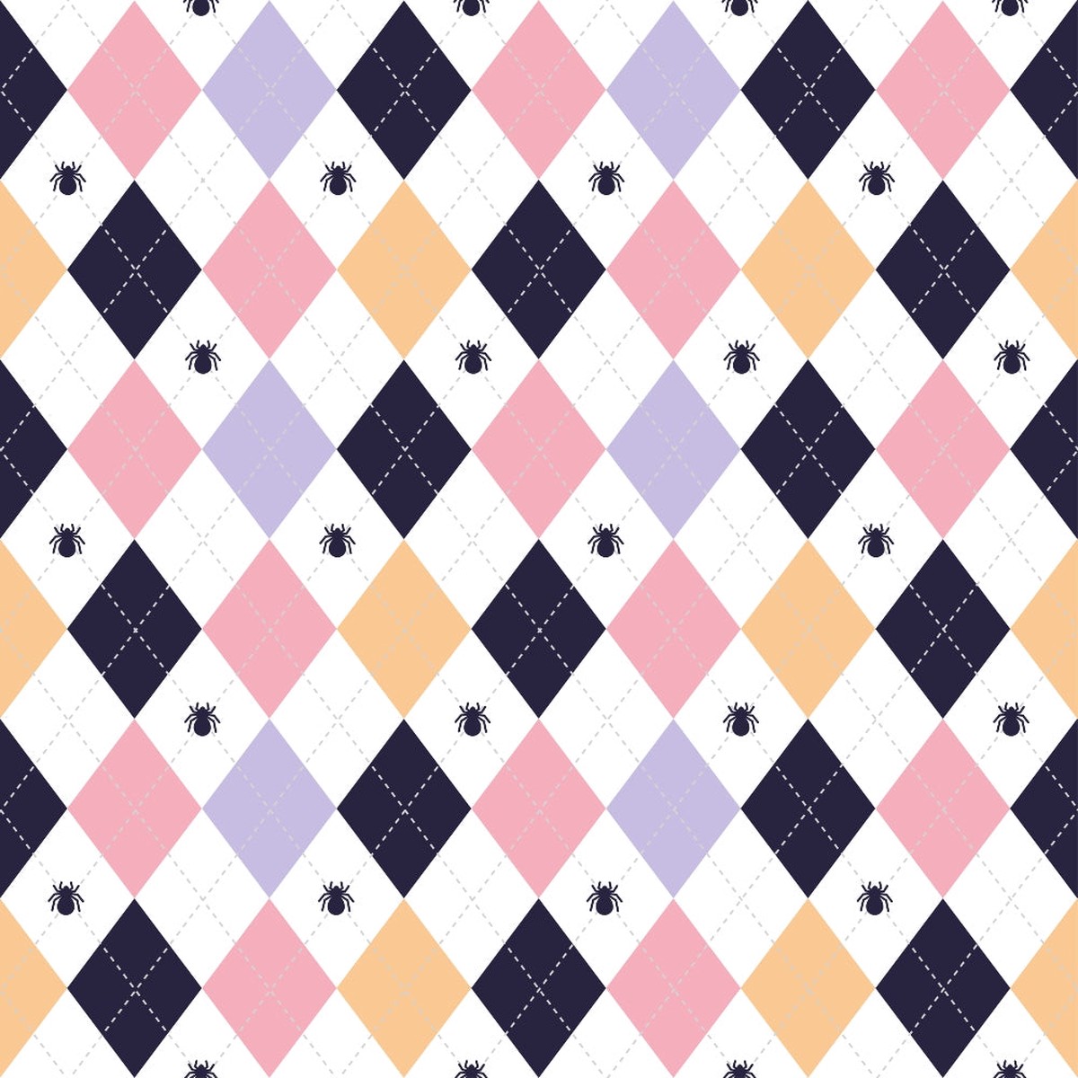 Kawaii Cute Halloween Cats Pattern 4 Quilting Cotton Fabric