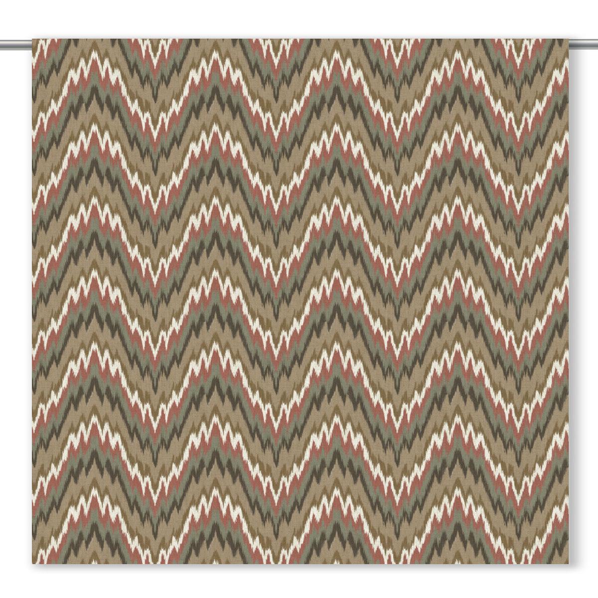 'Nantucket' Fabric by the Yard (Green-Beige/ Terracotta Red/ Brown)