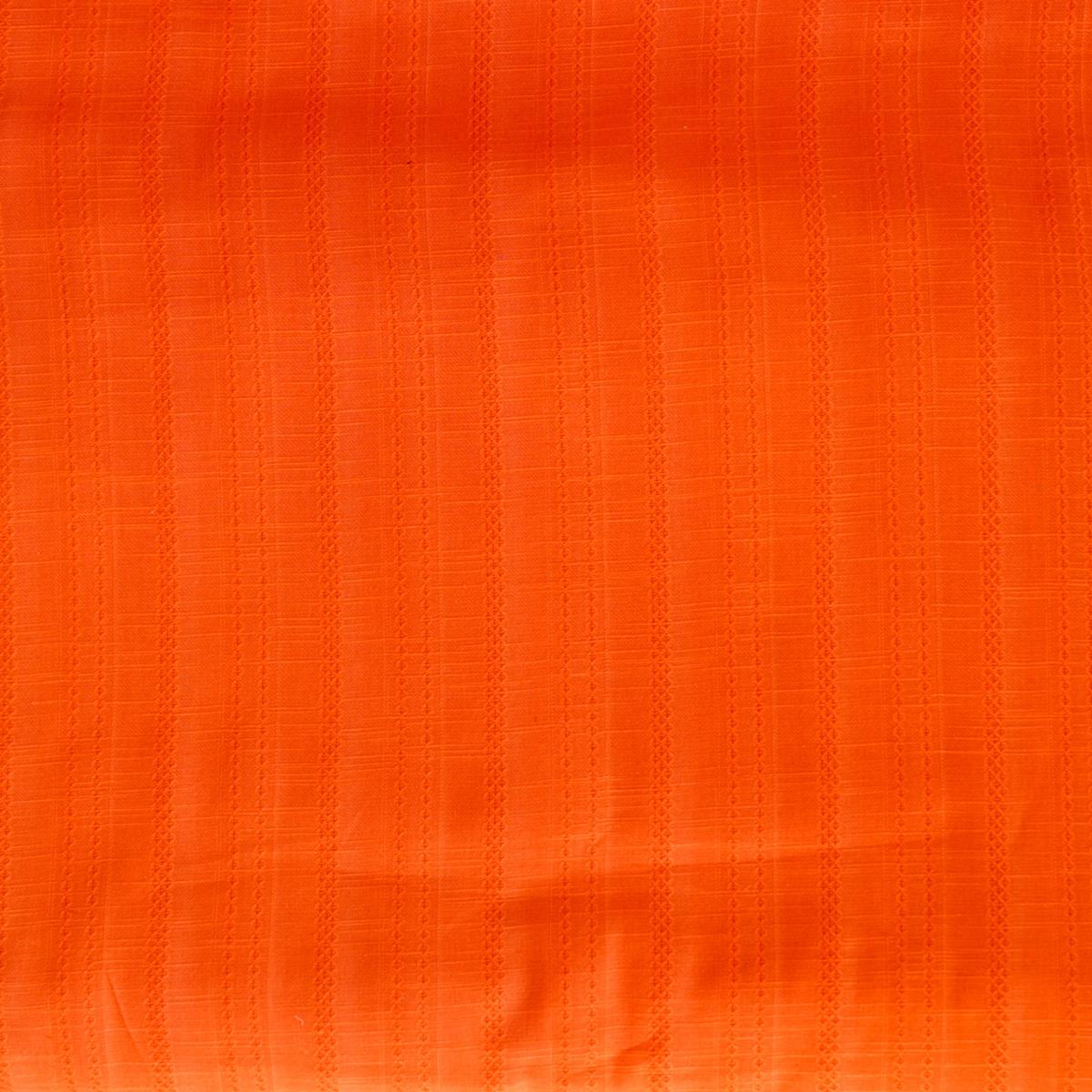 Pure Cotton Handloom Leno Orange With Design Stripes Woven Fabric