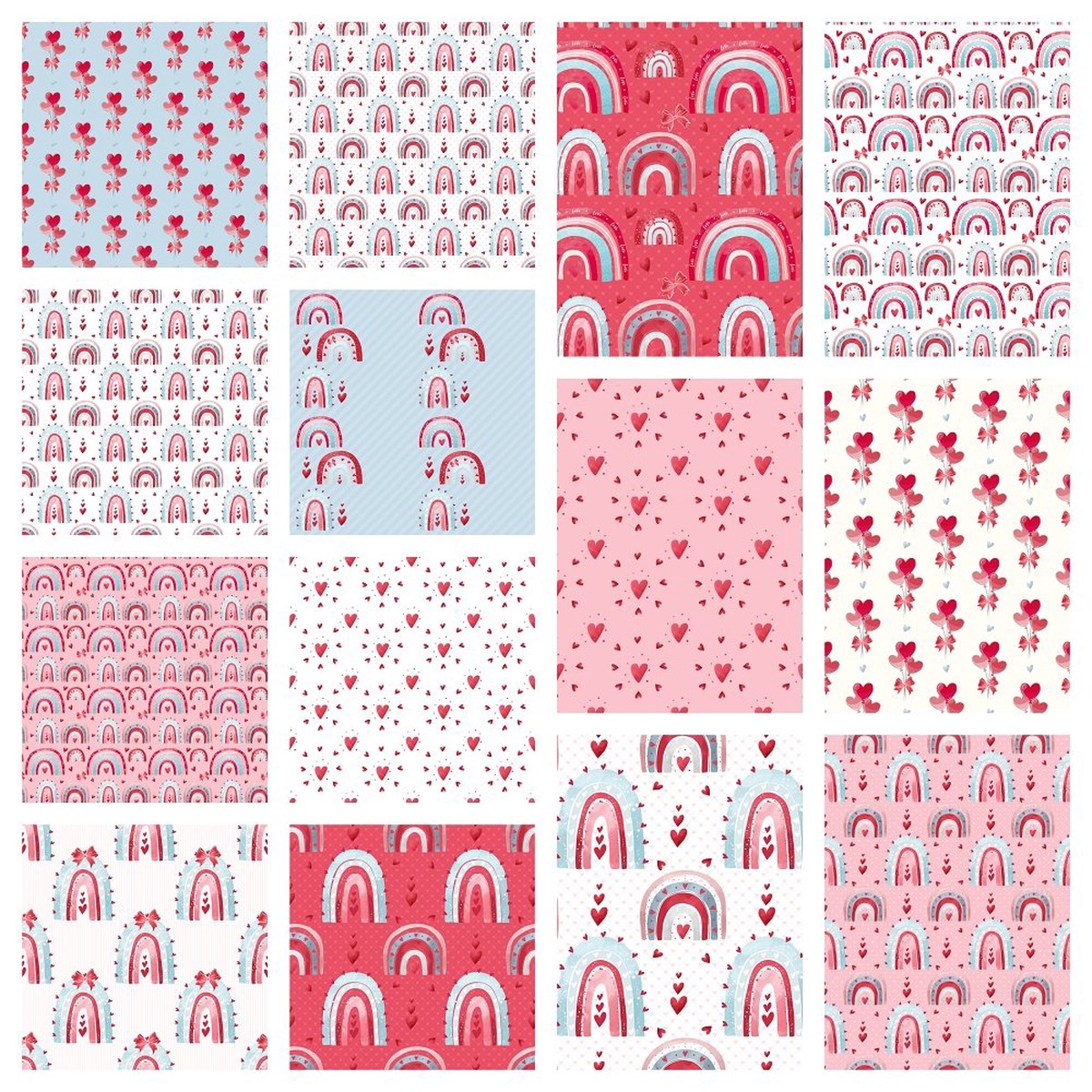 Hearts Rainbows Fabric Collection - 12 Yard Bundle
