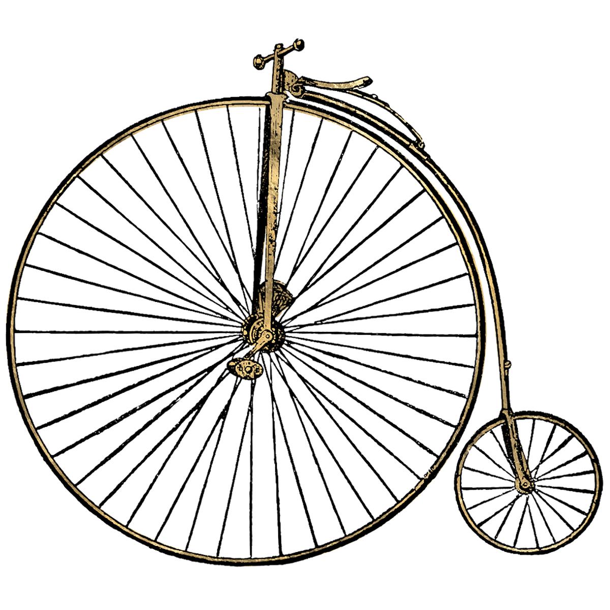 Pink and Gold Steampunk Penny Farthing Fabric Panel