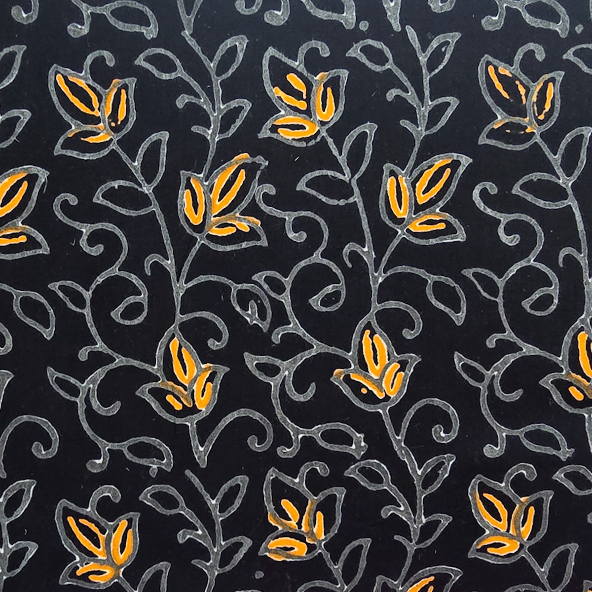 Pure Cotton Black With mustard Hand Block Print Fabric