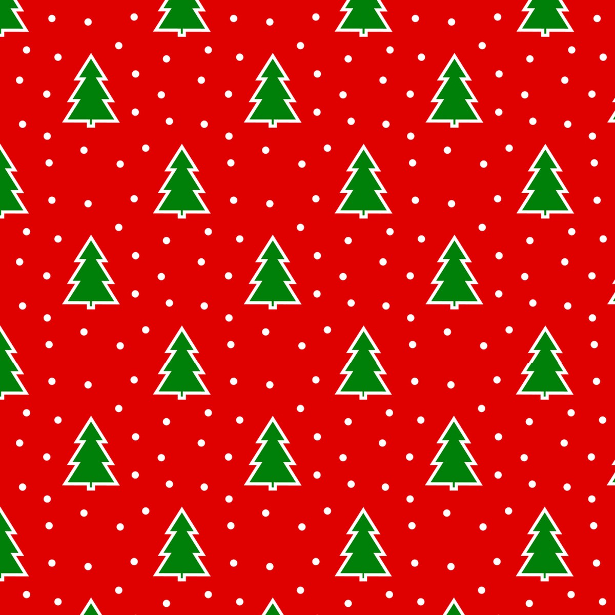Snowy Christmas Tree Fabric - Red