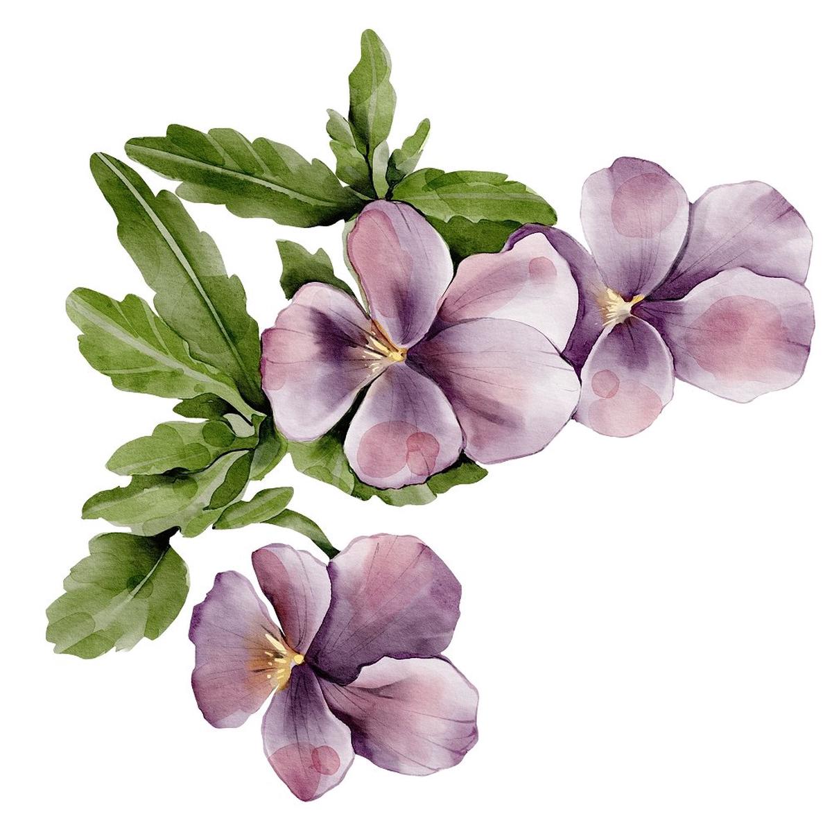 English Garden Purple Pansies Fabric Panel