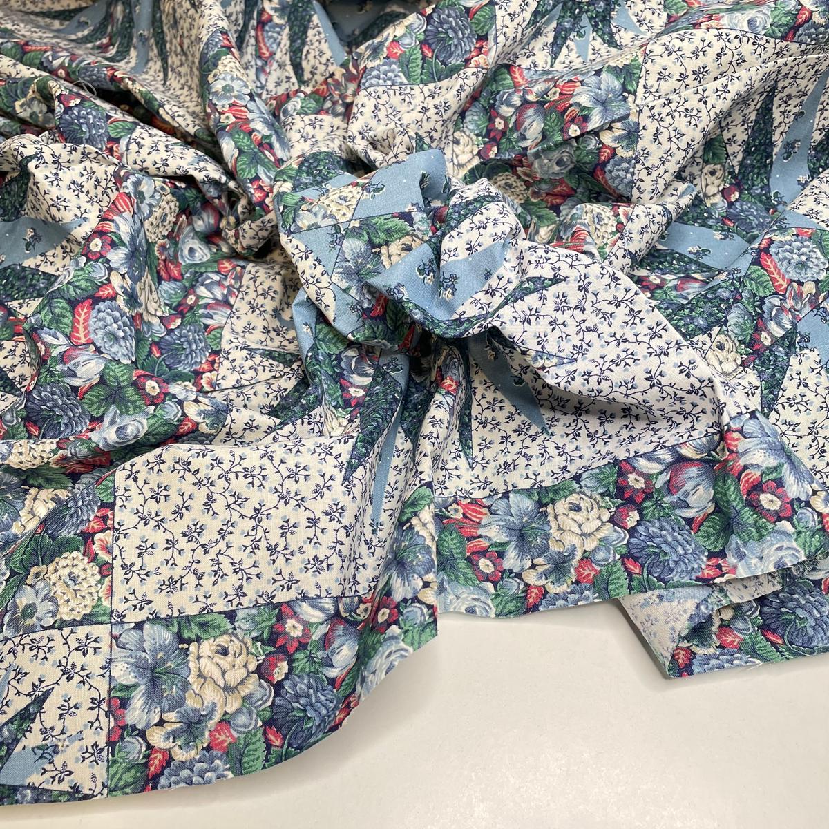 Gladiolas And Lillies And Roses Oh My - Cotton Woven - Blue Multi Floral - Bundles