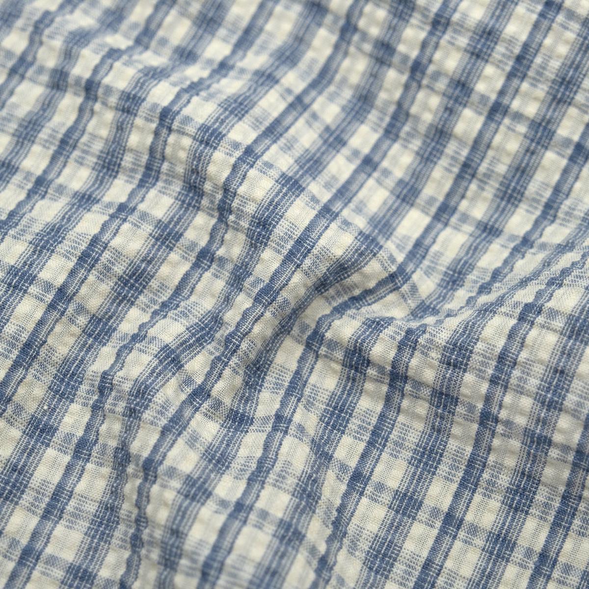 Bungalow Plaid Cotton Poly Seersucker - Bluestone