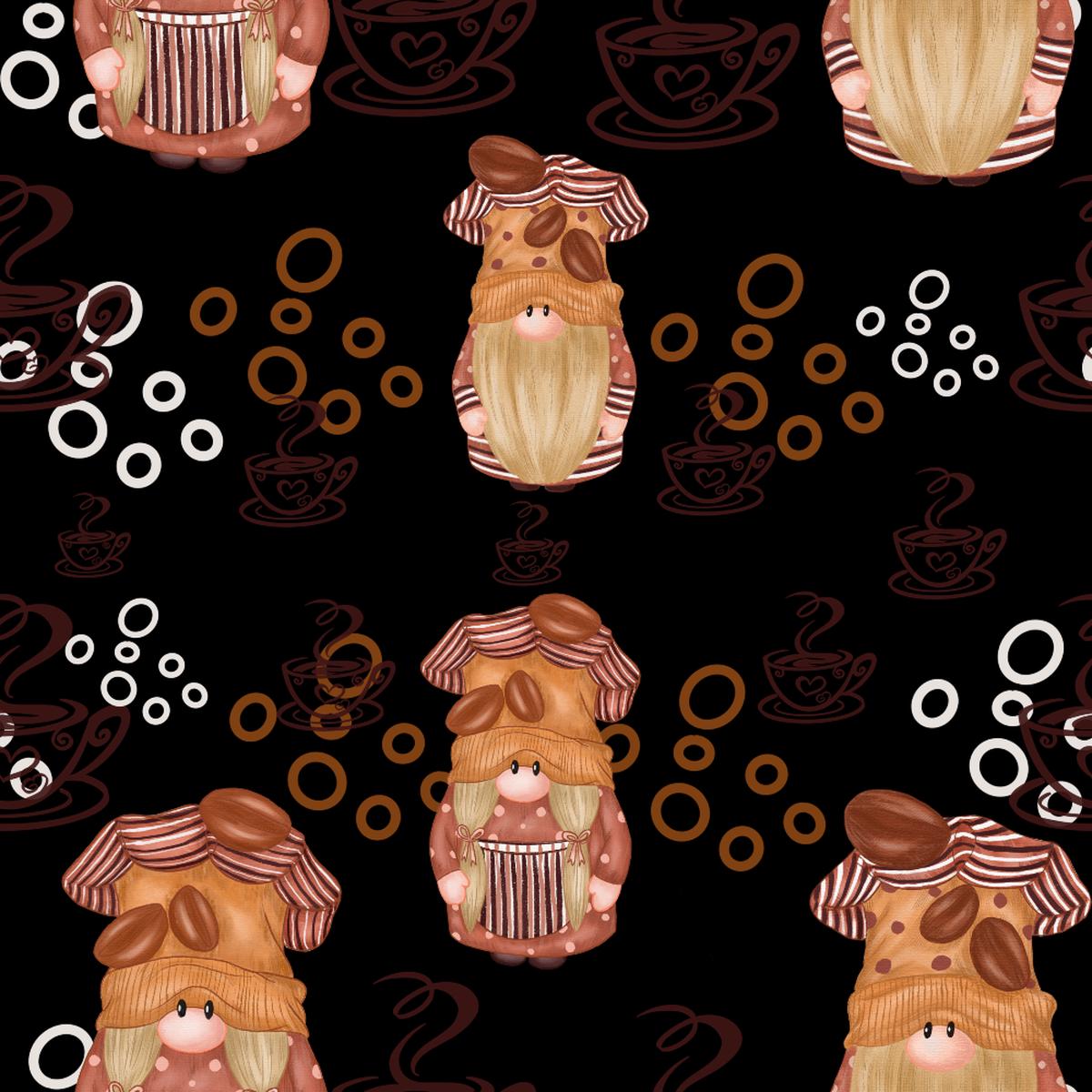 Coffee Gnomes Pattern 3 Quilting Cotton Fabric