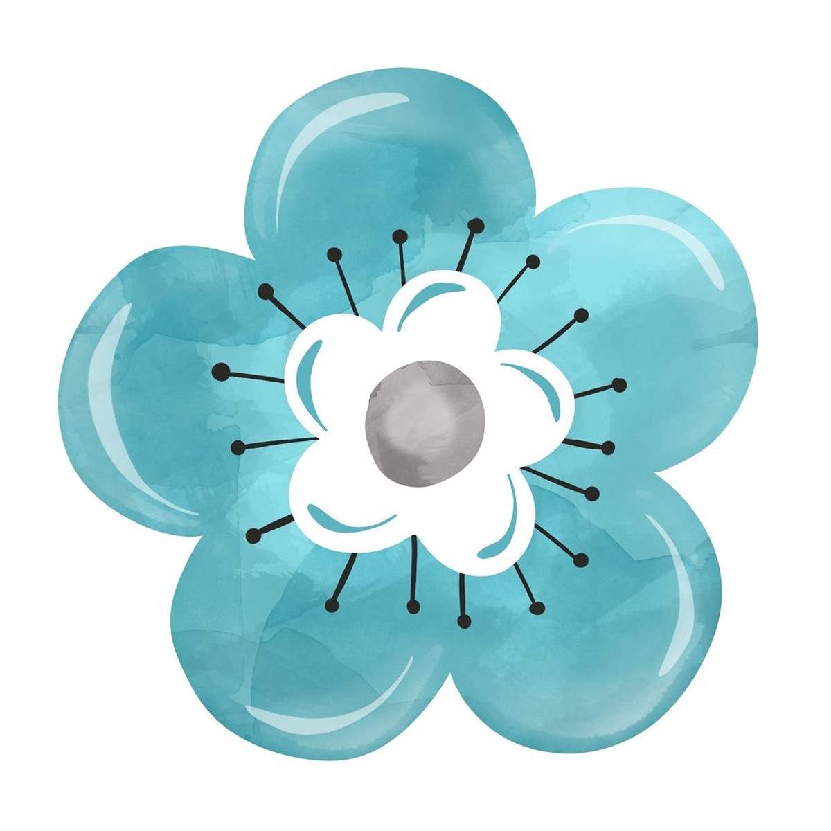 Honey Bee Flower Fabric Panel - Blue