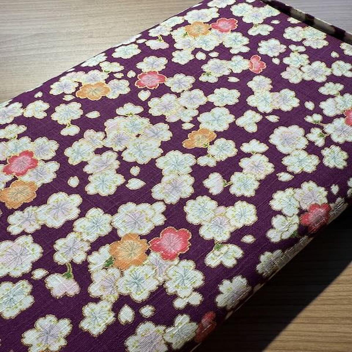 Japanese sakura fabric on mauve background (price per 10cm)