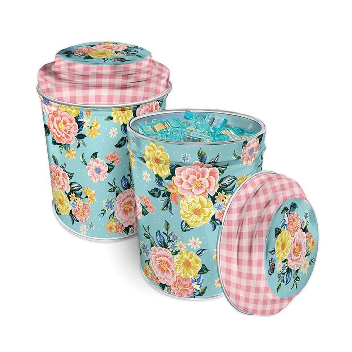 SALE Quilty Clips in a Floral Tin - ST-50199 - Riley Blake ONE Decorative Enamel Tin with 100 Clips