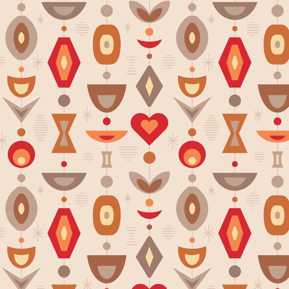 Decorative Retro Ornament Fabric Variation 5 - Tan