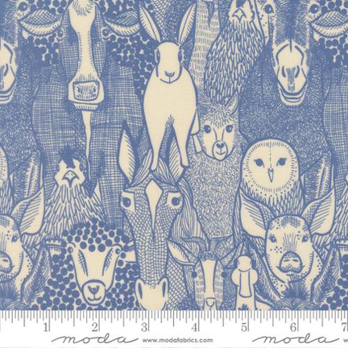 Moda - The Henhouse - Gingiber - Cobalt 48431 19