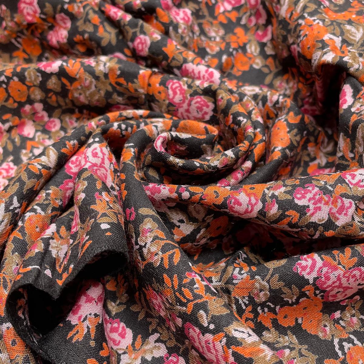 UB - Late In The Season - Cotton Woven - Black Multi Floral - 2.6M Bundle