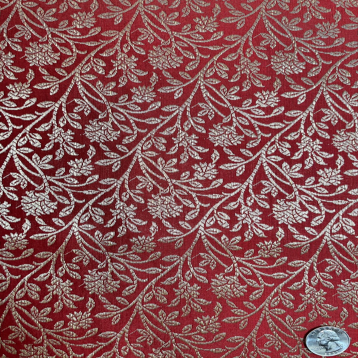 Vermillion Red/Gold JV-1644/7 Silk Brocade