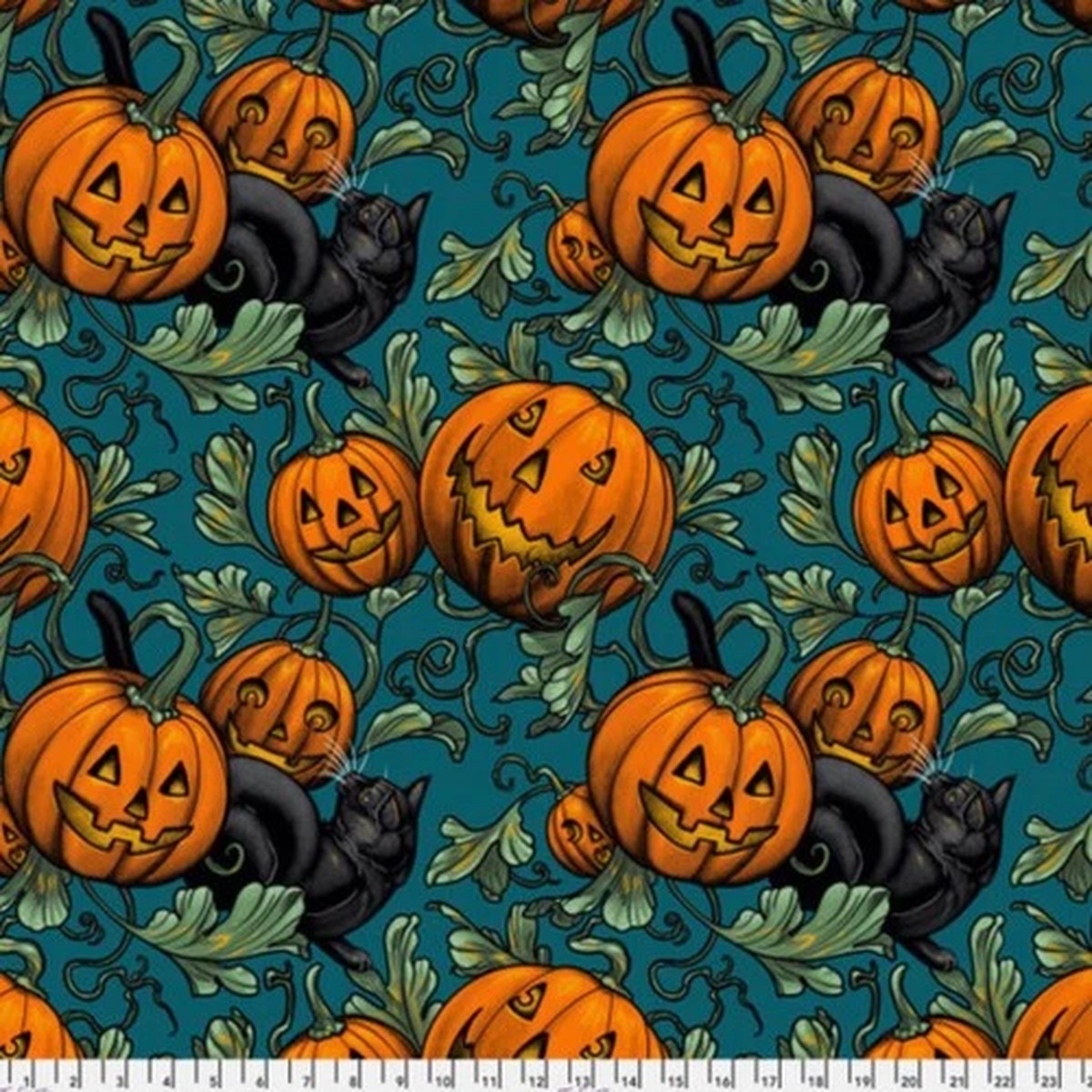 Feline Drive Fabric STORYBOOK HALLOWEEN Pumpkin Patch - Fat Quarter (18x22") FQ