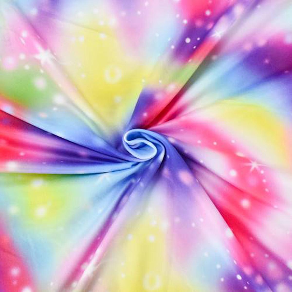 2 YD PC-Pink/Blue/Multi Galaxy Printed DTY Brushed Knit Fabric