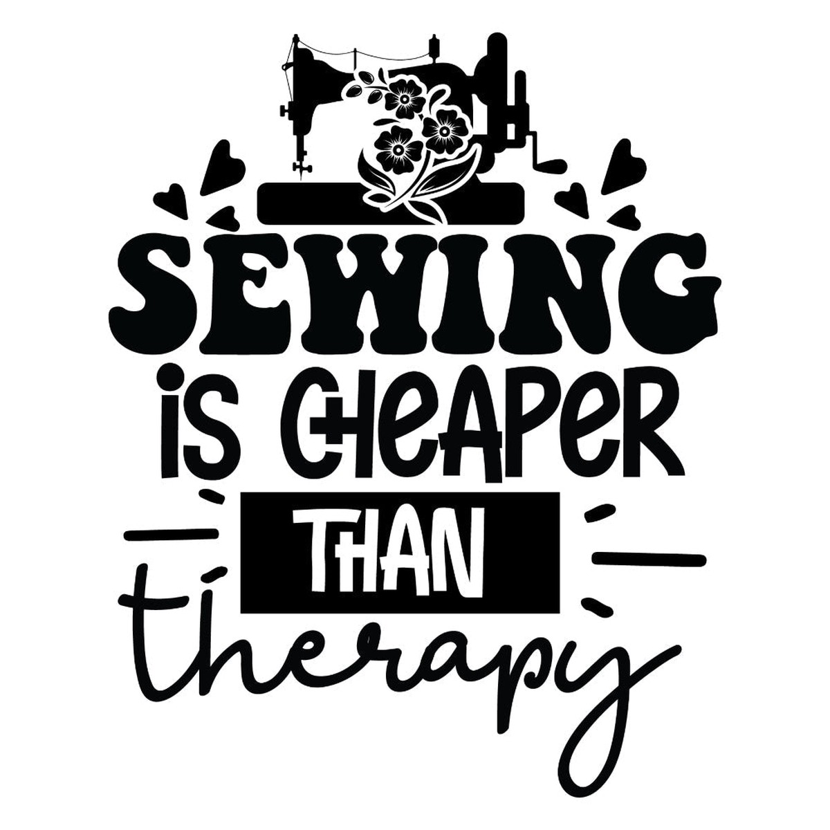 Black and White Sewing is Cheaper Fabric Panel