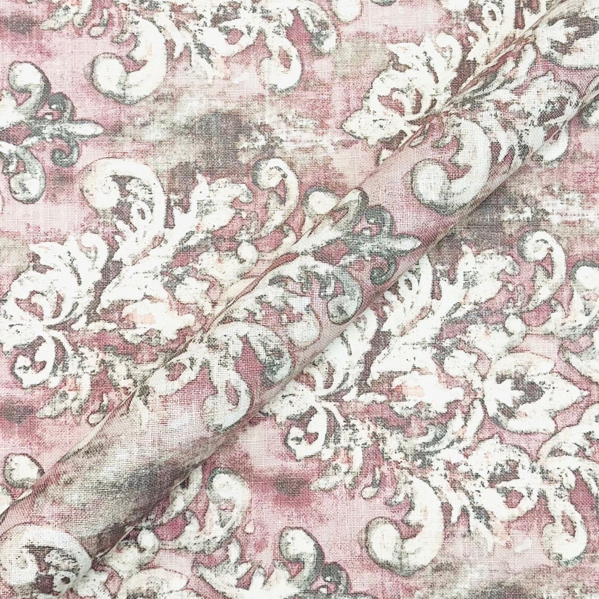 Dusty Rose Mid Century Damask Fabric 54"