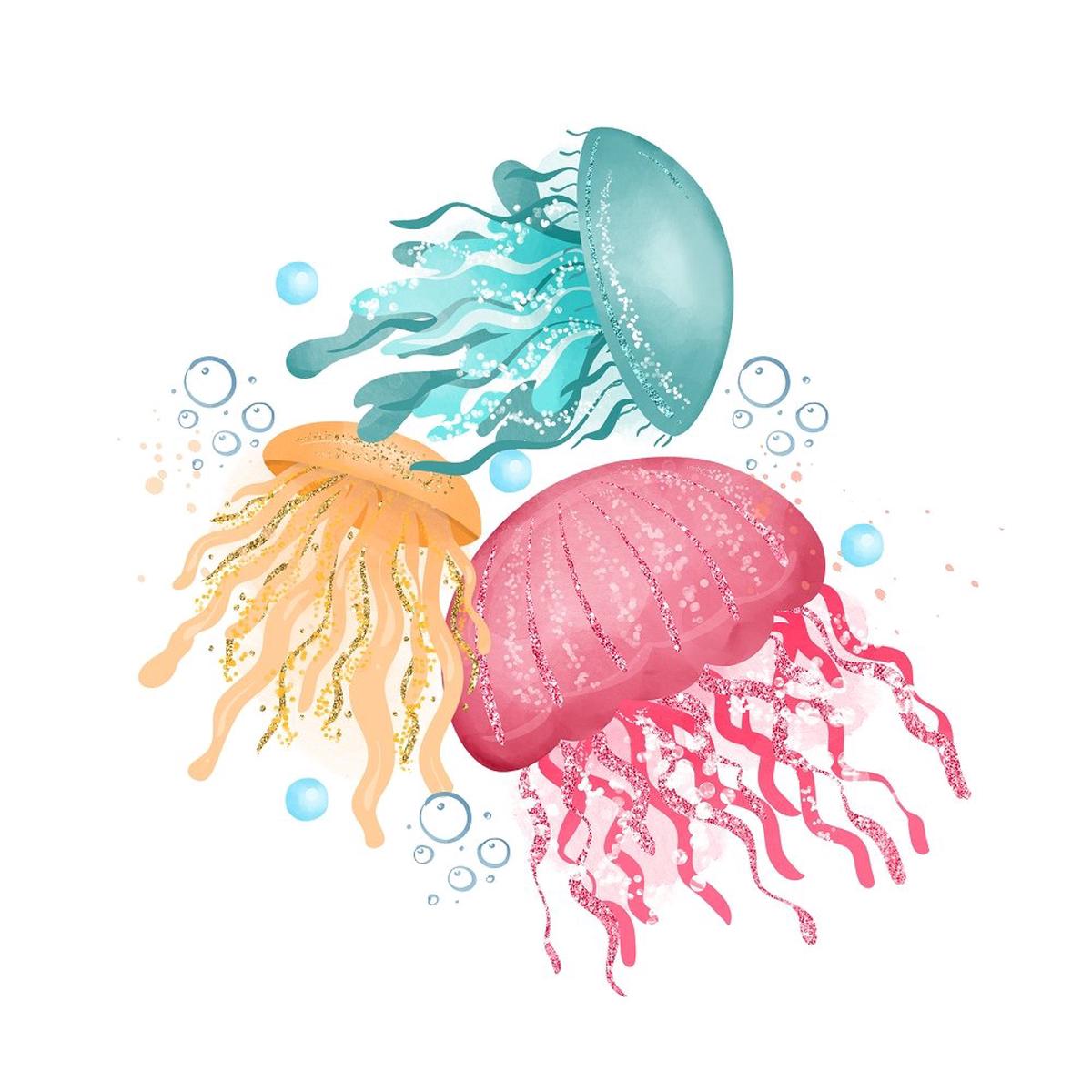 Sea Jellyfish Smack 2 Fabric Panel