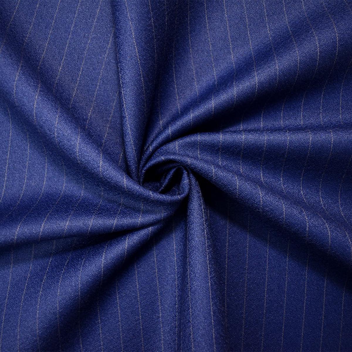 7 YD PC-Blue-Gray Wool-Poly Stripe Dobby Woven Jacketing Fabric