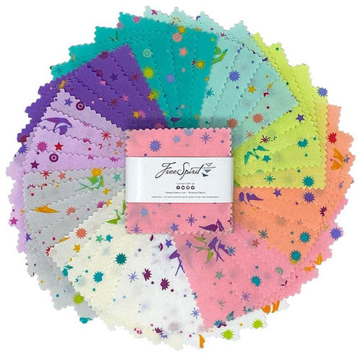 Fabric FreeSpirit Tula Pink True Colors Fairy Dust 42pc 258243 Mini Charm Pack FB18MCTPFAIRYDUST