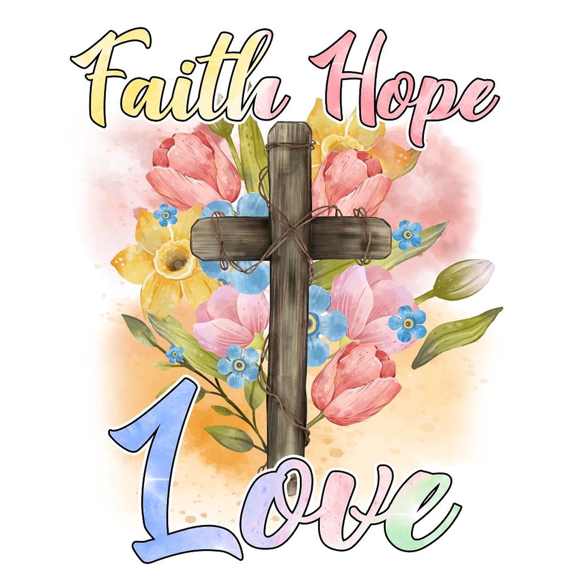 Faith Hope Love Cross Fabric Panel