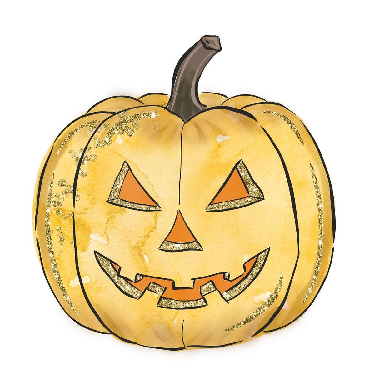 Halloween Candy Pumpkin Fabric Panel - Yellow