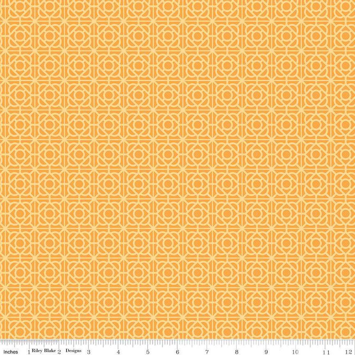 CLEARANCE Floral Gardens Garden Tile C14364 Yellow - Riley Blake Designs - Geometric - Quilting Cotton Fabric