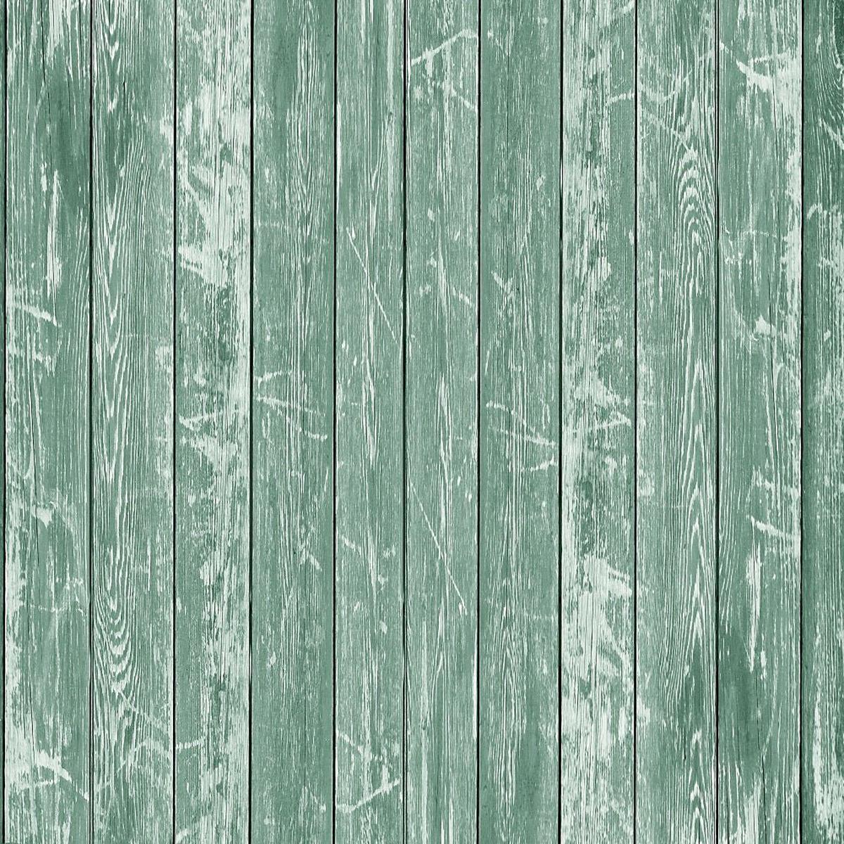 Rustic Wood Planks Fabric - Green