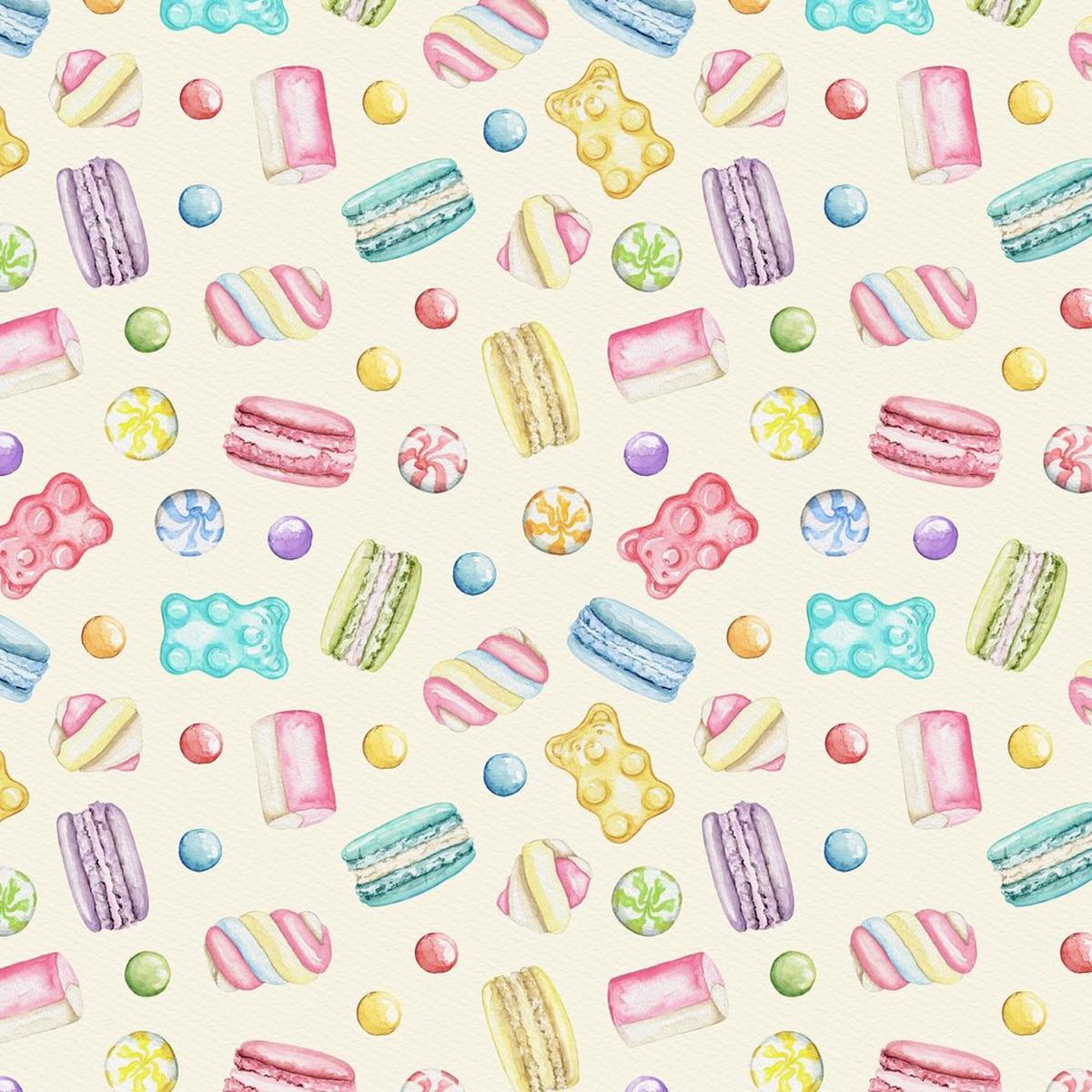 Tossed Sweets Marshmallow Treats Fabric - Yellow