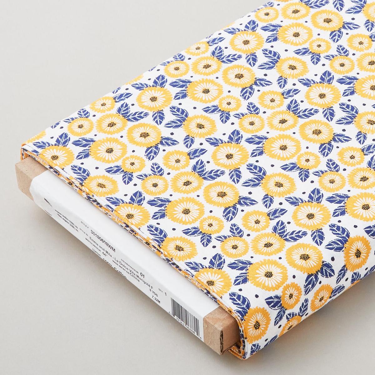 Emma and Mila - La Dolce Vita Marigold Flowers Orange 8 Yard Bolt